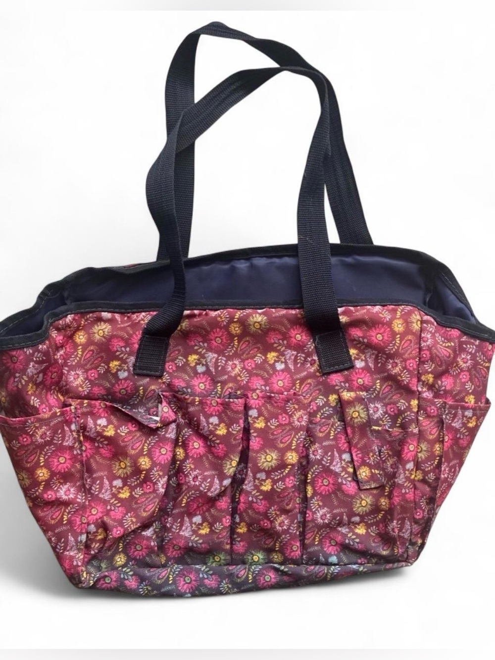 Floral Tote Bag Blue & Pink Craft Bag Utility